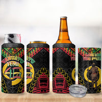Vanuatu 46th Anniversary Independence Day 4 in 1 Can Cooler Tumbler Melanesian Warrior With Sand Drawing Pattern LT05 - Polynesian Pride