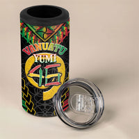 Vanuatu 46th Anniversary Independence Day 4 in 1 Can Cooler Tumbler Melanesian Warrior With Sand Drawing Pattern LT05 - Polynesian Pride