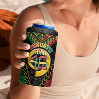 Vanuatu 46th Anniversary Independence Day 4 in 1 Can Cooler Tumbler Melanesian Warrior With Sand Drawing Pattern LT05 - Polynesian Pride