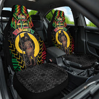 Vanuatu 46th Anniversary Independence Day Car Seat Cover Melanesian Warrior With Sand Drawing Pattern LT05 One Size Black - Polynesian Pride