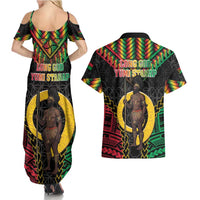 Vanuatu 46th Anniversary Independence Day Couples Matching Summer Maxi Dress and Hawaiian Shirt Melanesian Warrior With Sand Drawing Pattern LT05 - Polynesian Pride