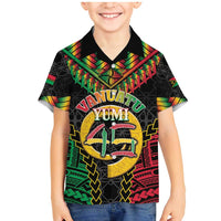 Vanuatu 45th Anniversary Independence Day Family Matching Mermaid Dress and Hawaiian Shirt Melanesian Warrior With Sand Drawing Pattern LT05