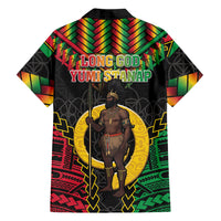 Vanuatu 46th Anniversary Independence Day Family Matching Off The Shoulder Long Sleeve Dress and Hawaiian Shirt Melanesian Warrior With Sand Drawing Pattern LT05 - Polynesian Pride