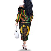 Vanuatu 46th Anniversary Independence Day Family Matching Off The Shoulder Long Sleeve Dress and Hawaiian Shirt Melanesian Warrior With Sand Drawing Pattern LT05 - Polynesian Pride