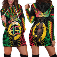 Vanuatu 46th Anniversary Independence Day Hoodie Dress Melanesian Warrior With Sand Drawing Pattern LT05 - Polynesian Pride