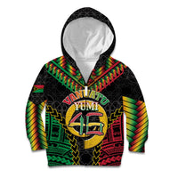 Vanuatu 46th Anniversary Independence Day Kid Hoodie Melanesian Warrior With Sand Drawing Pattern LT05 Zip Hoodie Black - Polynesian Pride