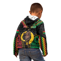 Vanuatu 46th Anniversary Independence Day Kid Hoodie Melanesian Warrior With Sand Drawing Pattern LT05 - Polynesian Pride