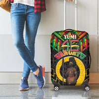 Vanuatu 46th Anniversary Independence Day Luggage Cover Melanesian Warrior With Sand Drawing Pattern LT05 - Polynesian Pride