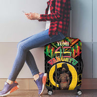 Vanuatu 46th Anniversary Independence Day Luggage Cover Melanesian Warrior With Sand Drawing Pattern LT05 - Polynesian Pride