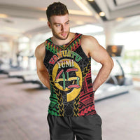 Vanuatu 45th Anniversary Independence Day Men Tank Top Melanesian Warrior With Sand Drawing Pattern LT05