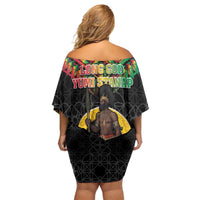 Vanuatu 46th Anniversary Independence Day Off Shoulder Short Dress Melanesian Warrior With Sand Drawing Pattern LT05 - Polynesian Pride