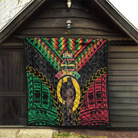 Vanuatu 46th Anniversary Independence Day Quilt Melanesian Warrior With Sand Drawing Pattern LT05 - Polynesian Pride