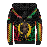Vanuatu 46th Anniversary Independence Day Sherpa Hoodie Melanesian Warrior With Sand Drawing Pattern LT05 - Polynesian Pride
