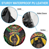 Vanuatu 46th Anniversary Independence Day Spare Tire Cover Melanesian Warrior With Sand Drawing Pattern LT05 - Polynesian Pride