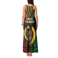 Vanuatu 46th Anniversary Independence Day Tank Maxi Dress Melanesian Warrior With Sand Drawing Pattern LT05 - Polynesian Pride