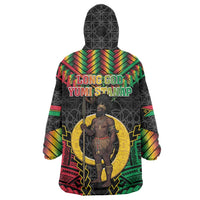 Vanuatu 46th Anniversary Independence Day Wearable Blanket Hoodie Melanesian Warrior With Sand Drawing Pattern LT05 - Polynesian Pride
