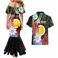 Personalised Vanuatu Shefa Day Couples Matching Mermaid Dress and Hawaiian Shirt Floral Pattern