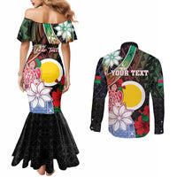 Personalised Vanuatu Shefa Day Couples Matching Mermaid Dress and Long Sleeve Button Shirt Floral Pattern LT05 - Polynesian Pride