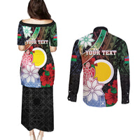 Personalised Vanuatu Shefa Day Couples Matching Puletasi and Long Sleeve Button Shirt Floral Pattern LT05 - Polynesian Pride