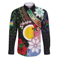 Personalised Vanuatu Shefa Day Family Matching Off Shoulder Maxi Dress and Hawaiian Shirt Floral Pattern