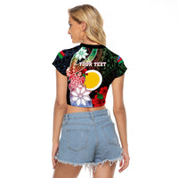 Personalised Vanuatu Shefa Day Raglan Cropped T Shirt Floral Pattern