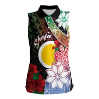 Personalised Vanuatu Shefa Day Women Sleeveless Polo Shirt Floral Pattern