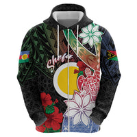 Personalised Vanuatu Shefa Day Zip Hoodie Floral Pattern