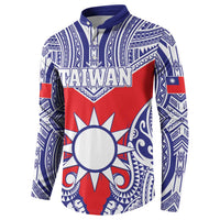 Personalised Taiwan Button Sweatshirt Austronesian Tribal Tattoo Red - Polynesian Pride