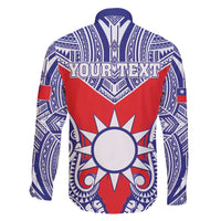 Personalised Taiwan Family Matching Off Shoulder Short Dress and Hawaiian Shirt Austronesian Tribal Tattoo Red - Polynesian Pride