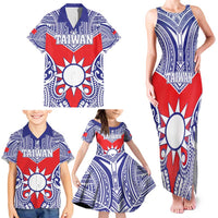 Personalised Taiwan Family Matching Tank Maxi Dress and Hawaiian Shirt Austronesian Tribal Tattoo Red - Polynesian Pride