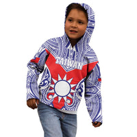 Personalised Taiwan Kid Hoodie Austronesian Tribal Tattoo Red - Polynesian Pride
