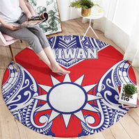 Taiwan Round Carpet Austronesian Tribal Tattoo Red - Polynesian Pride