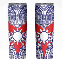 Personalised Taiwan Skinny Tumbler Austronesian Tribal Tattoo Red - Polynesian Pride