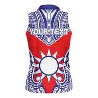 Personalised Taiwan Women Sleeveless Polo Shirt Austronesian Tribal Tattoo Red - Polynesian Pride