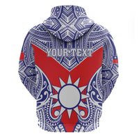 Personalised Taiwan Zip Hoodie Austronesian Tribal Tattoo Red - Polynesian Pride
