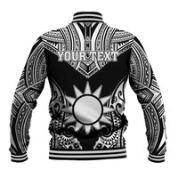 Personalised Taiwan Baseball Jacket Austronesian Tribal Tattoo Black - Polynesian Pride