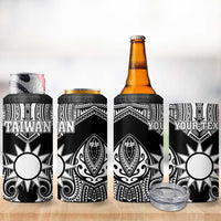 Personalised Taiwan 4 in 1 Can Cooler Tumbler Austronesian Tribal Tattoo Black LT05 - Polynesian Pride