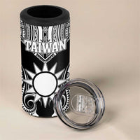 Personalised Taiwan 4 in 1 Can Cooler Tumbler Austronesian Tribal Tattoo Black LT05 - Polynesian Pride