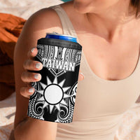 Personalised Taiwan 4 in 1 Can Cooler Tumbler Austronesian Tribal Tattoo Black LT05 - Polynesian Pride