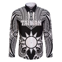 Personalised Taiwan Family Matching Off The Shoulder Long Sleeve Dress and Hawaiian Shirt Austronesian Tribal Tattoo Black - Polynesian Pride