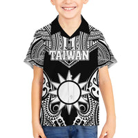 Personalised Taiwan Family Matching Tank Maxi Dress and Hawaiian Shirt Austronesian Tribal Tattoo Black - Polynesian Pride