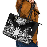 Taiwan Leather Tote Bag Austronesian Tribal Tattoo Black - Polynesian Pride
