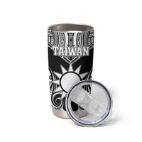 Personalised Taiwan Tumbler Cup Austronesian Tribal Tattoo Black - Polynesian Pride