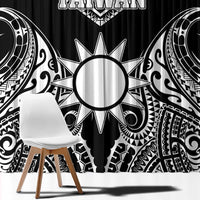 Taiwan Window Curtain Austronesian Tribal Tattoo Black - Polynesian Pride