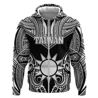 Personalised Taiwan Zip Hoodie Austronesian Tribal Tattoo Black - Polynesian Pride