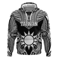 Personalised Taiwan Zip Hoodie Austronesian Tribal Tattoo Black - Polynesian Pride