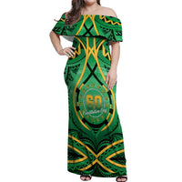 Cook Islands Constitution Day Off Shoulder Maxi Dress 60th Anniversary - Polynesian Pride