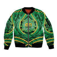 Cook Islands Constitution Day Sleeve Zip Bomber Jacket 60th Anniversary - Polynesian Pride