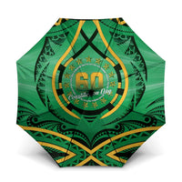 Cook Islands Constitution Day Umbrella 60th Anniversary LT05 One Size Folded 11.42 inch Opened Diameter 37.4 inch Green - Polynesian Pride
