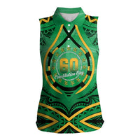 Cook Islands Constitution Day Women Sleeveless Polo Shirt 60th Anniversary - Polynesian Pride